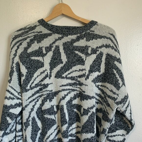 Vintage Barnaby Mens Sweater Sz Large Black White Retro Abstract 90s 80s Cosby - Picture 3 of 7